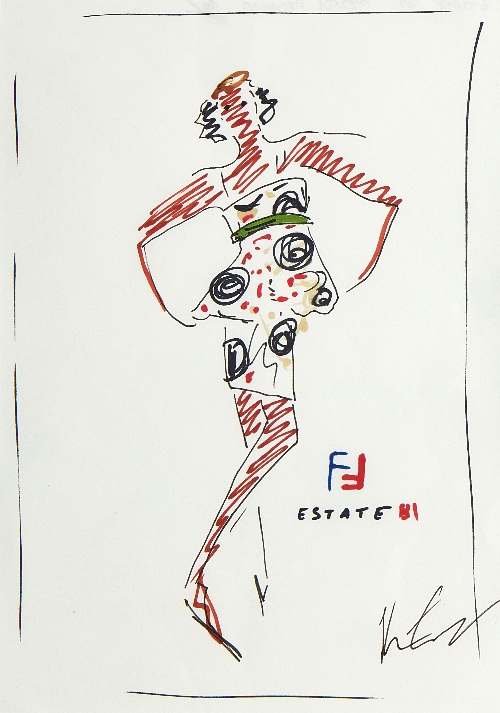 Dessin de mode par Karl Lagerfeld