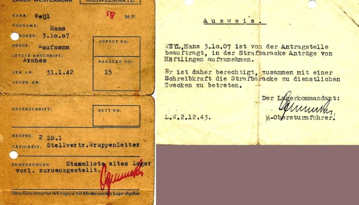 Hans WEYL Sperrer Ausweis Westerbork